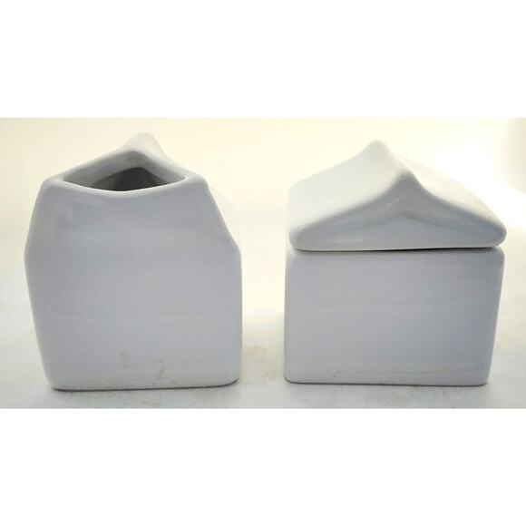 SUGAR & CREAMER-CRATE & BARREL-White-Cover on Sugar-Unique - Picture 3 of 11